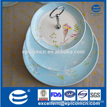 fine elegant flowers and birds decoration 3 tiers ceramic wedding cake stands
